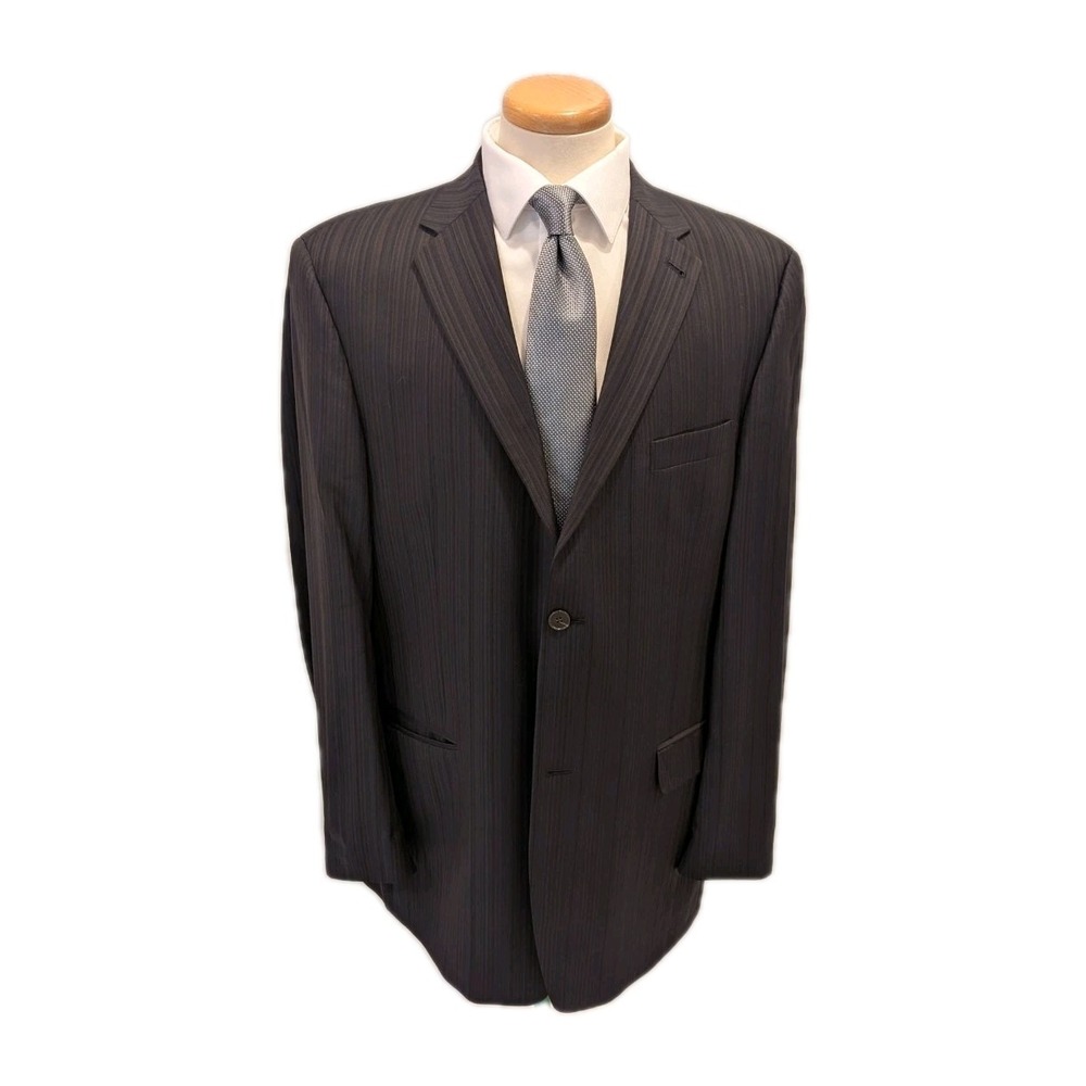 Vintage Kenneth Cole 48L Black Pinstripe Jacket Modern Cut Beautiful Union Made